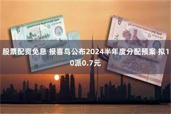 股票配资免息 报喜鸟公布2024半年度分配预案 拟10派0.7元