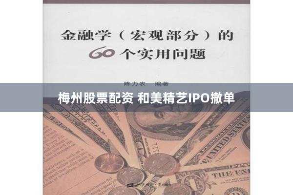 梅州股票配资 和美精艺IPO撤单