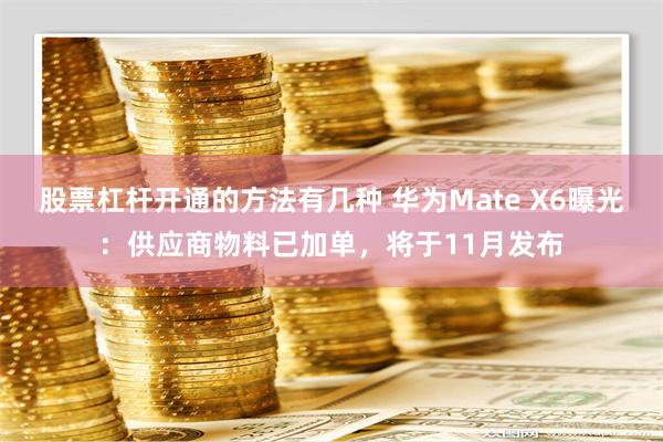 股票杠杆开通的方法有几种 华为Mate X6曝光：供应商物料已加单，将于11月发布